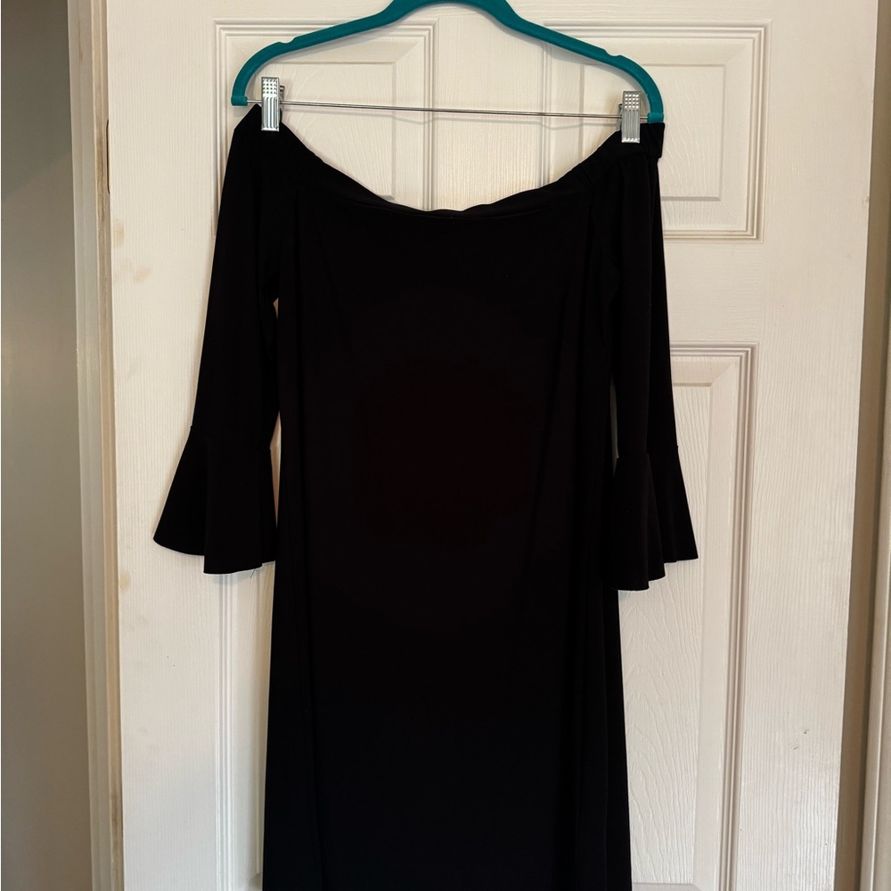 American Living Black Ruffled Off-Shoulder Dress